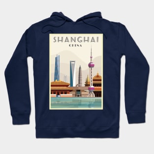 Shanghai, China - Vintage Travel Poster Hoodie